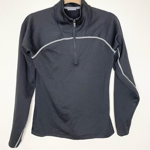 Salomon 1/4 Zip Performance Sweatshirt Pullover Long Sleeve Shirt Black Medium - Picture 1 of 9